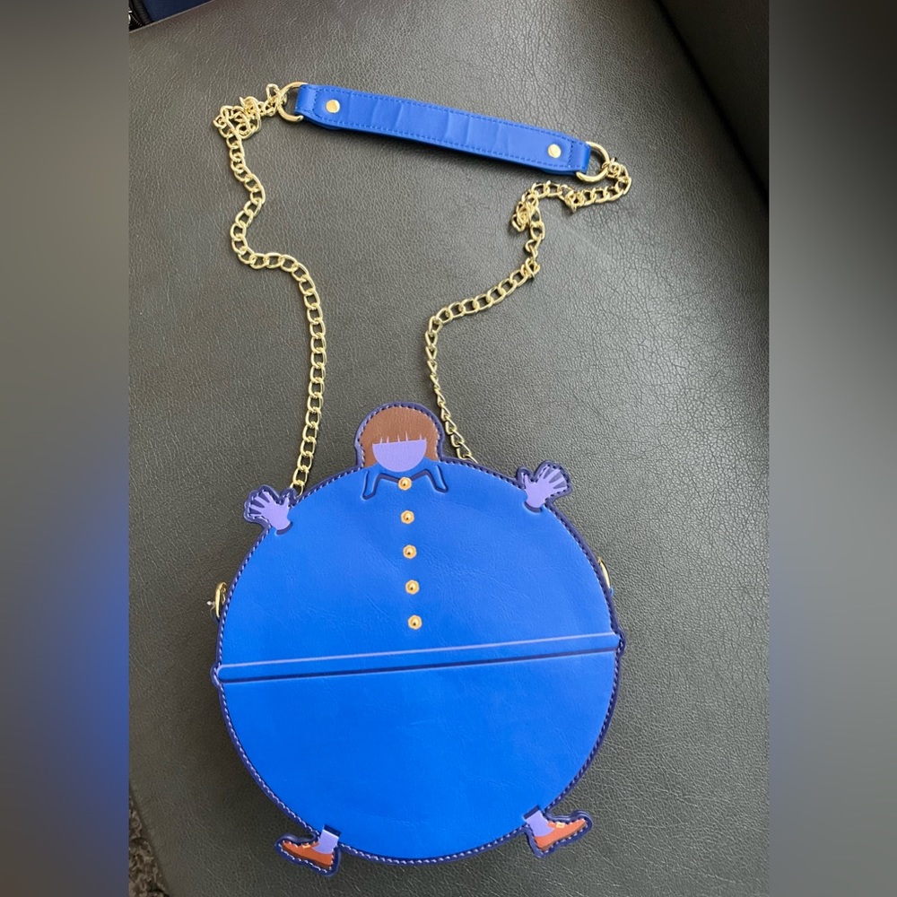 NEW Willy Wonka Violet Blueberry Round Purse With Gold Chainlink Skinny Strap - Picture 1 of 7